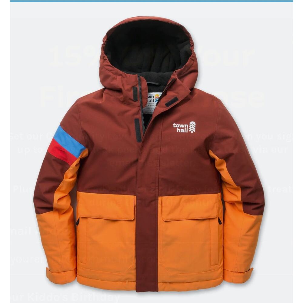 Town Hall | Orange + Maroon Around Town Cold Weather Jacket | Size Small (7/8)